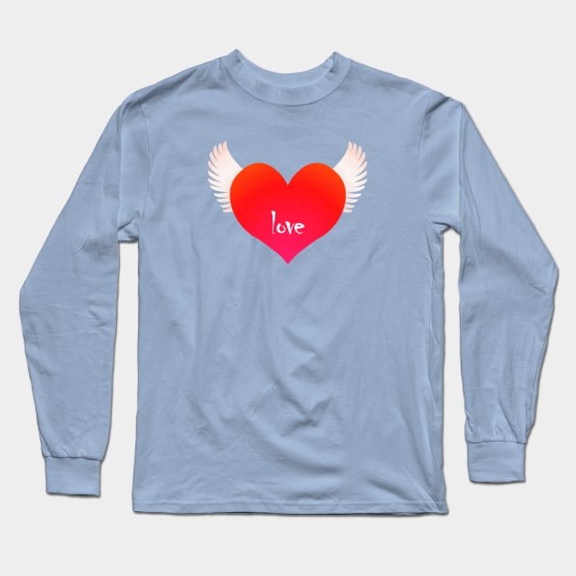 Love on Wings - Red Long Sleeve T-Shirt by RawSunArt